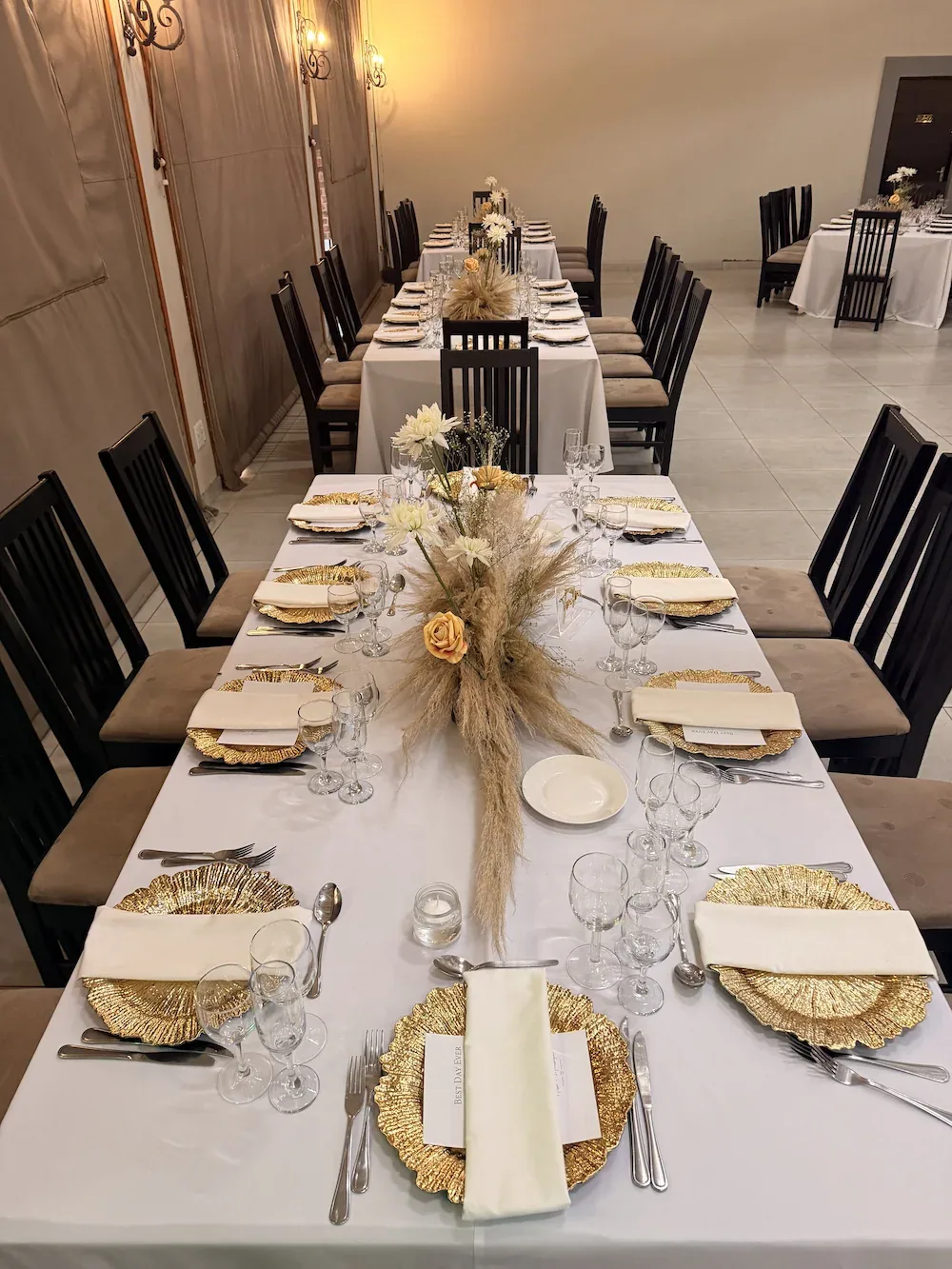 Celebration table styled with coordinated decor